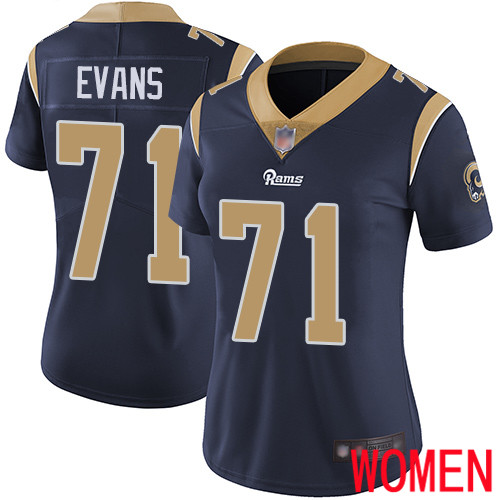 Los Angeles Rams Limited Navy Blue Women Bobby Evans Home Jersey NFL Football 71 Vapor Untouchable